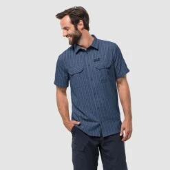 Jack Wolfskin Kurzarmhemd Thompson Dunkelblau Herren