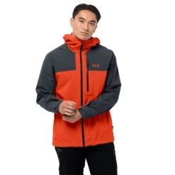 Jack Wolfskin Wander-Funktionsjacke Go Hike (wind-/wasserdicht) Rot/grau Herren