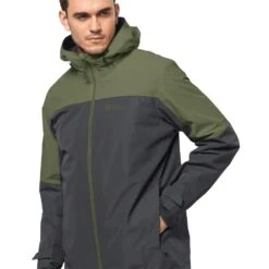 Jack Wolfskin Winterjacke Glaabach 3in1 (wasser- Und Winddicht, Atmungsaktiv, Mit Fleece-Innenjacke) Waldgrün Herren