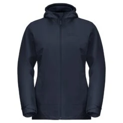 Jack Wolfskin Ganzjahresjacke Moonrise 3in1 (wasser- Winddicht, Mit Fleece-Innenjacke) Nachtblau Damen