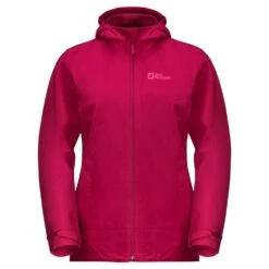 Jack Wolfskin Ganzjahresjacke Moonrise 3in1 (wasser-/winddicht, Mit Fleece-Innenjacke) Cranberryrot Damen