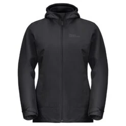 Jack Wolfskin Ganzjahresjacke Moonrise 3in1 (sehr Wasser- Und Winddicht, Mit Fleece-Innenjacke) Schwarz Damen