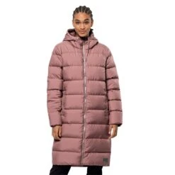 Jack Wolfskin Winter-Daunenmantel Frozen Palace Coat (winddicht,wasserabweisend,PFC-frei) 2022 Rosa Damen