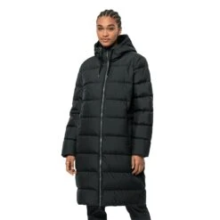 Jack Wolfskin Winter-Daunenmantel Frozen Palace Coat (winddicht,wasserabweisend,PFC-frei) 2022 Schwarz Damen