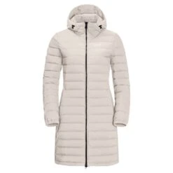 Jack Wolfskin Winter-Daunenmantel Glowing Mountain Coat (winddicht, Warm, PFC-frei) 2022 Hellgrau Damen