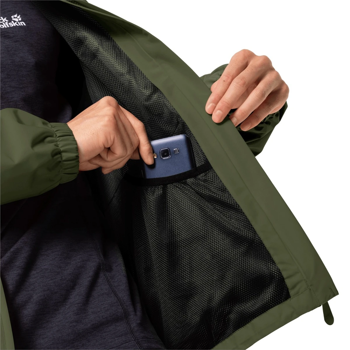 Jack Wolfskin Regenjacke Stormy Point (wasser/winddicht/atmungsaktiv) Dunkelgrün Herren 5 Jack Wolfskin Regenjacke Stormy Point (wasser/winddicht/atmungsaktiv) Dunkelgrün Herren – Bild 3