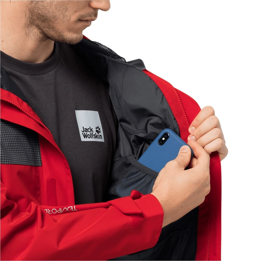 Jack Wolfskin Übergangs-/Wanderjacke DNA Block - Wetterschutzjacke, Wasserdicht, Winddicht, PFC-frei - Rot Herren 5 Jack Wolfskin Übergangs-/Wanderjacke DNA Block - Wetterschutzjacke, Wasserdicht, Winddicht, PFC-frei - Rot Herren – Bild 3