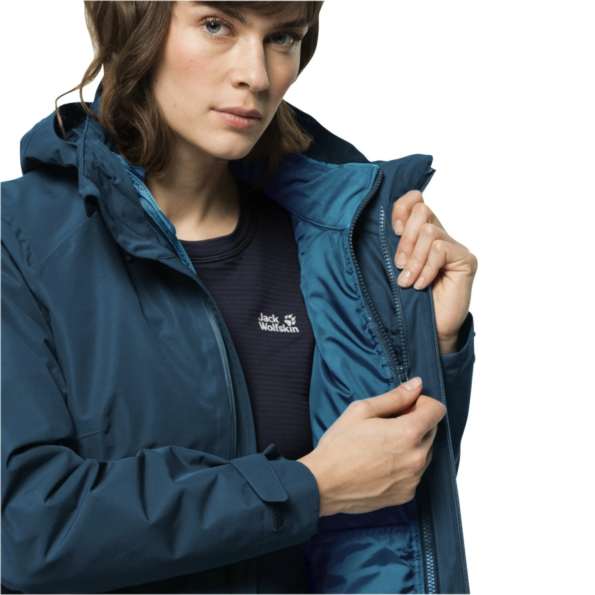 Jack Wolfskin Winterjacke Bergland 3in1 (sehr Warm, Wasser-und Winddicht) Korallenblau Damen 4 Jack Wolfskin Winterjacke Bergland 3in1 (sehr Warm, Wasser-und Winddicht) Korallenblau Damen – Bild 2