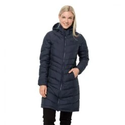 Jack Wolfskin Winter-Daunenmantel Selenium Coat (winddicht, Sehr Warm, PFC-frei) Dunkelblau Damen