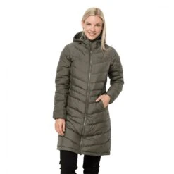 Jack Wolfskin Winter-Daunenmantel Selenium Coat (winddicht, Sehr Warm, PFC-frei) Braungrün Damen