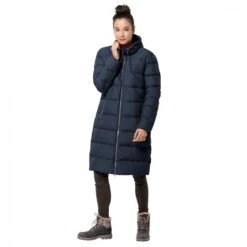 Jack Wolfskin Winter-Daunenmantel Crystal Palace Coat (winddicht, PFC-frei) Dunkelblau Damen
