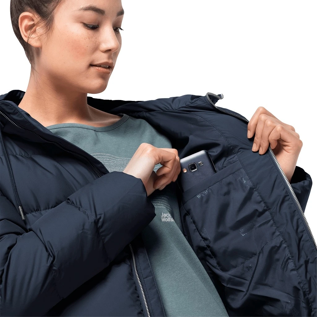 Jack Wolfskin Winter-Daunenmantel Crystal Palace Coat (winddicht, PFC-frei) Dunkelblau Damen 4 Jack Wolfskin Winter-Daunenmantel Crystal Palace Coat (winddicht, PFC-frei) Dunkelblau Damen – Bild 2