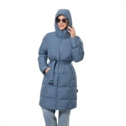 Jack Wolfskin Winter-Daunenmantel Frozen Lake Coat (winddicht, Wasserabweisend) Frostblau Damen