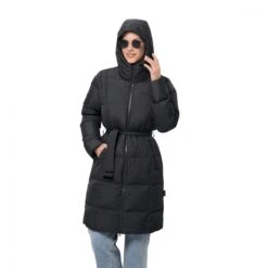 Jack Wolfskin Winter-Daunenmantel Frozen Lake Coat (winddicht, Wasserabweisend) Schwarz Damen