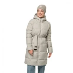 Jack Wolfskin Winter-Daunenmantel Frozen Lake Coat (winddicht, Wasserabweisend) Beige Damen