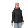 Jack Wolfskin Winter-Daunenjacke Glowing Mountain Jacket (winddicht, Warm, PFC-frei) Schwarz Damen