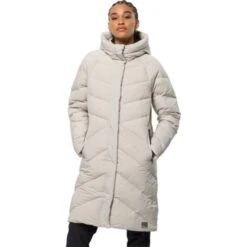 Jack Wolfskin Wintermantel Marienplatz Coat (winddicht, Sehr Wasserabweisend) Perlweiss Damen