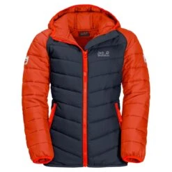 Jack Wolfskin Winterjacke Zenon (winddicht, Wasserabweisend, PFC-frei) Orangerot/dunkelblau Kinder