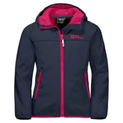 Jack Wolfskin Softshelljacke Fourwinds (wind-& Wasserabweisend) Nachtblau/pink Kinder/Jugendliche