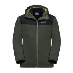 Jack Wolfskin Winterjacke Snowfrost 3in1 (wasser- Und Winddicht, Warme Fleece-Innenjacke) Thyme Grün Kinder (164-176)