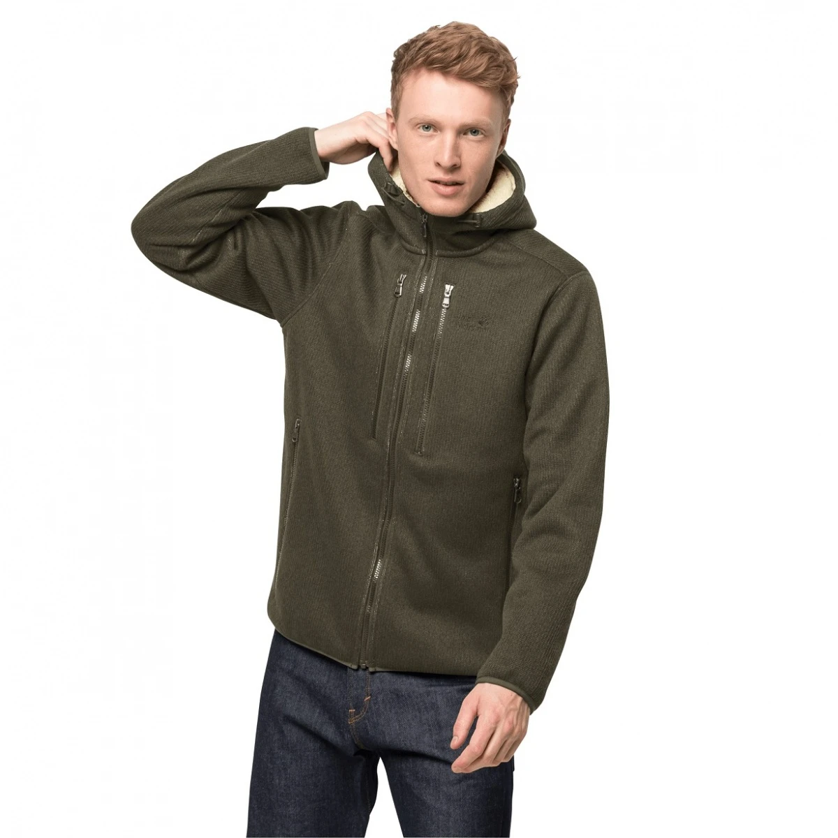 Jack Wolfskin Fleecejacke Mit Kapuze Robson (Strick) Bonseigrün Herren 3 Jack Wolfskin Fleecejacke Mit Kapuze Robson (Strick) Bonseigrün Herren