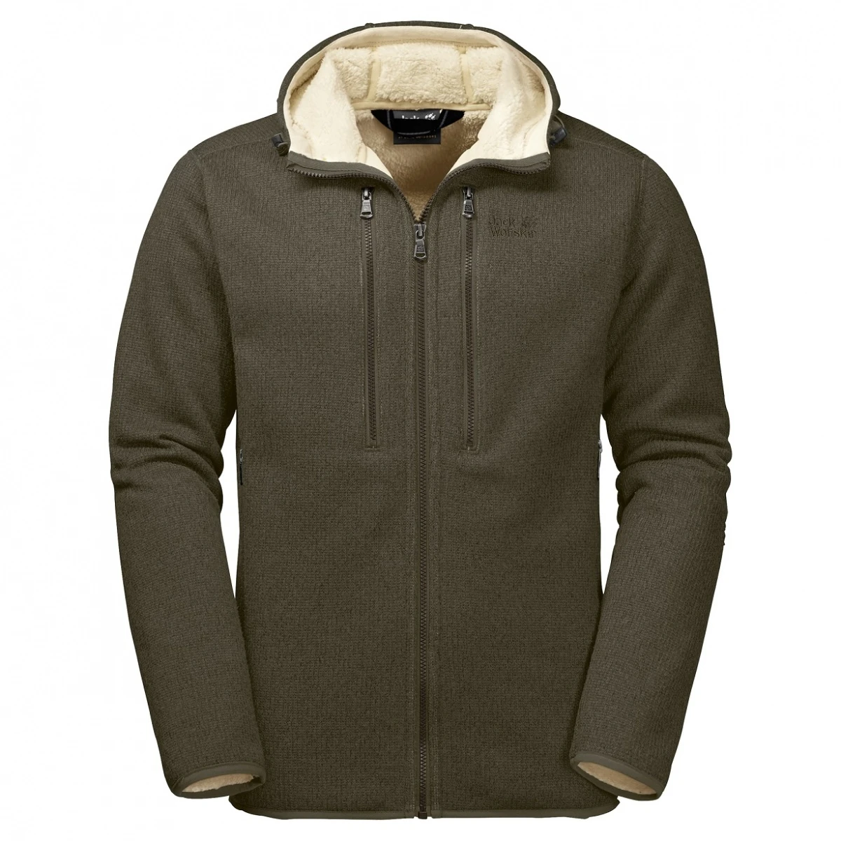 Jack Wolfskin Fleecejacke Mit Kapuze Robson (Strick) Bonseigrün Herren 4 Jack Wolfskin Fleecejacke Mit Kapuze Robson (Strick) Bonseigrün Herren – Bild 2