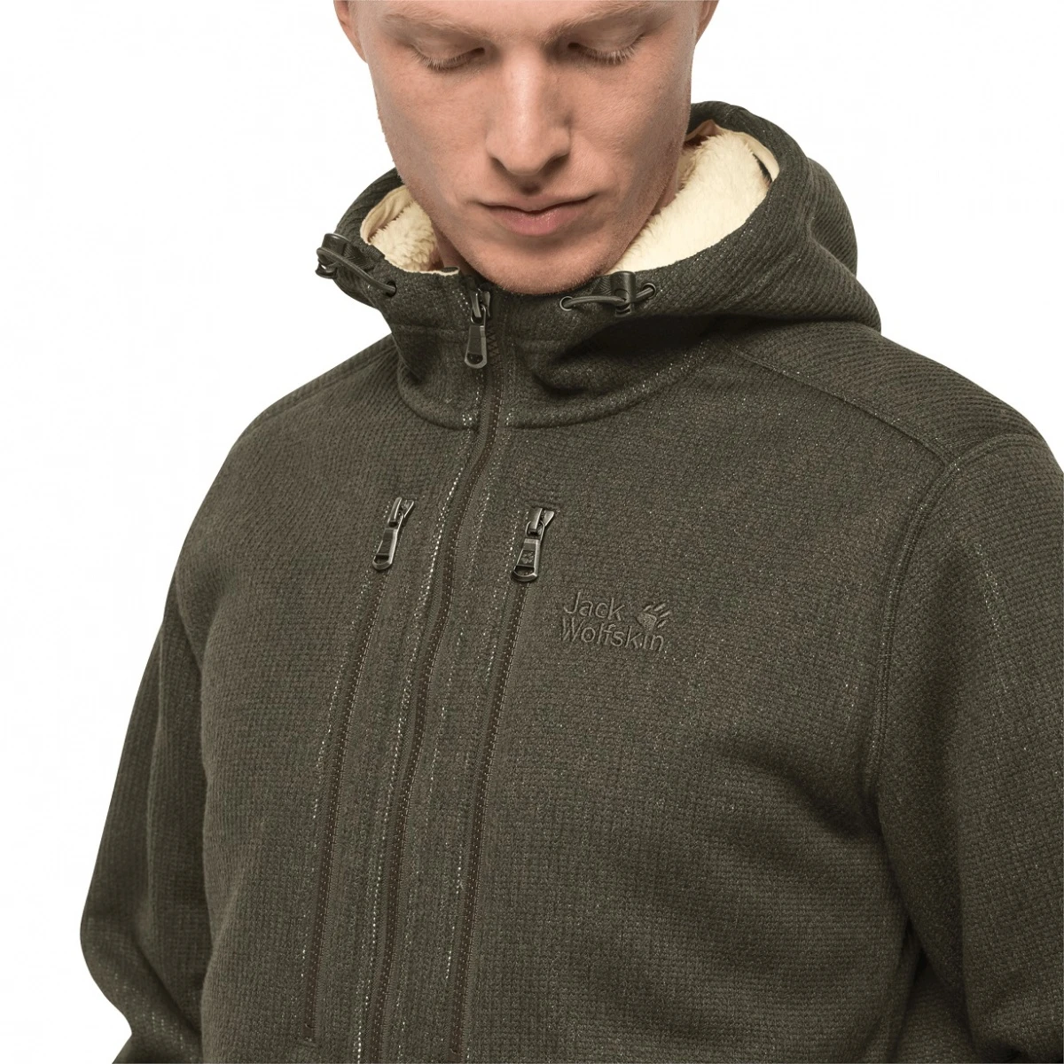Jack Wolfskin Fleecejacke Mit Kapuze Robson (Strick) Bonseigrün Herren 7 Jack Wolfskin Fleecejacke Mit Kapuze Robson (Strick) Bonseigrün Herren – Bild 5
