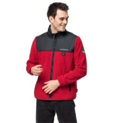 Jack Wolfskin Fleecejacke DNA Grizzly - Winddichter, Wattierter Schulterbereich - Rot Herren