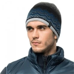 Jack Wolfskin Strickmütze (Beanie) Nordic Shadwo Cap Mit Fleece-Lining Blau/grau Herren
