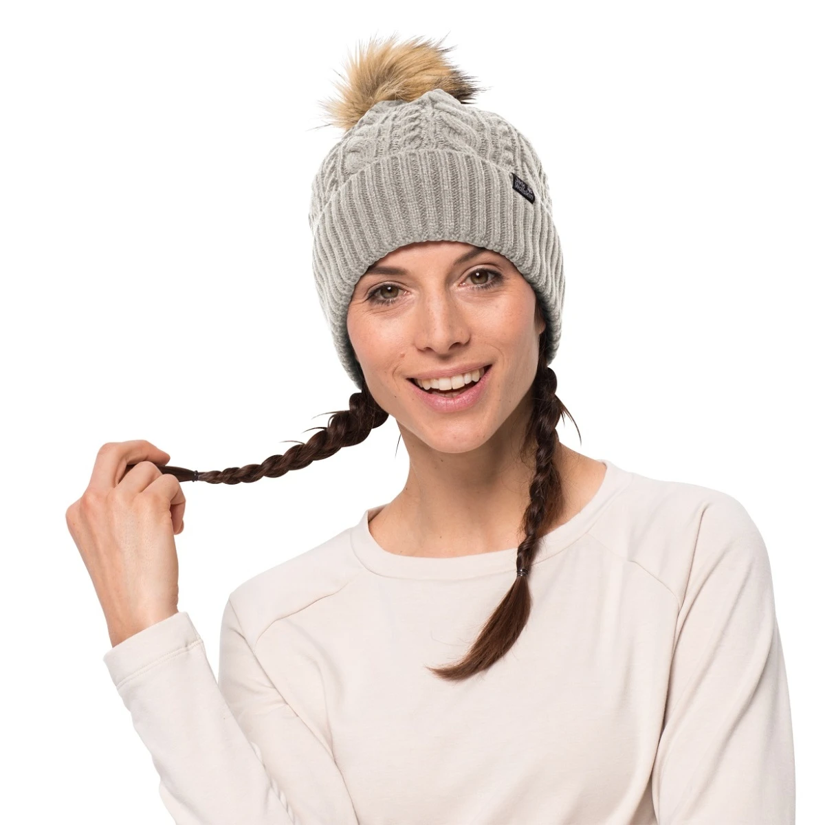 Jack Wolfskin Mütze Narita Pompom Grau Damen 3 Jack Wolfskin Mütze Narita Pompom Grau Damen