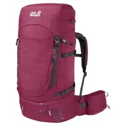 Jack Wolfskin Trekkingrucksack Highland Trail (für Mehrtagestouren) Weinrot 50+5 Liter Damen