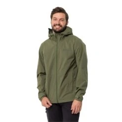 Jack Wolfskin Wanderjacke-/Regenjacke Elsberg 2.5L (sehr Atmungsaktiv, Wasserdicht, Winddicht) Waldgrün Herren