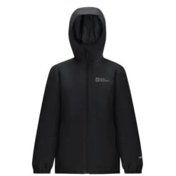 Jack Wolfskin Regenjacke Flaze Texapore (winddicht, Wasserdicht Und Leicht) Schwarz Kinder/Jugendliche (164+176)