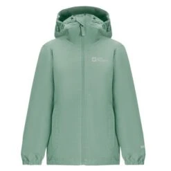 Jack Wolfskin Regenjacke Flaze Texapore (winddicht, Wasserdicht Und Leicht) Grüngrau Kinder