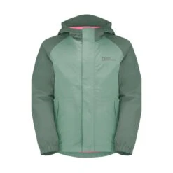 Jack Wolfskin Regenjacke Tucan (leicht, Winddicht, Wasserdicht) Grüngrau Kinder