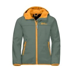 Jack Wolfskin Softshelljacke Fourwinds (wind-& Wasserabweisend) Dunkelgrün/orange Kinder