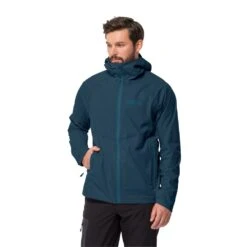 Jack Wolfskin Wanderjacke Emberberg 3l (sehr Atmungsaktiv, Wasserdicht, Winddicht) Darkblau Herren