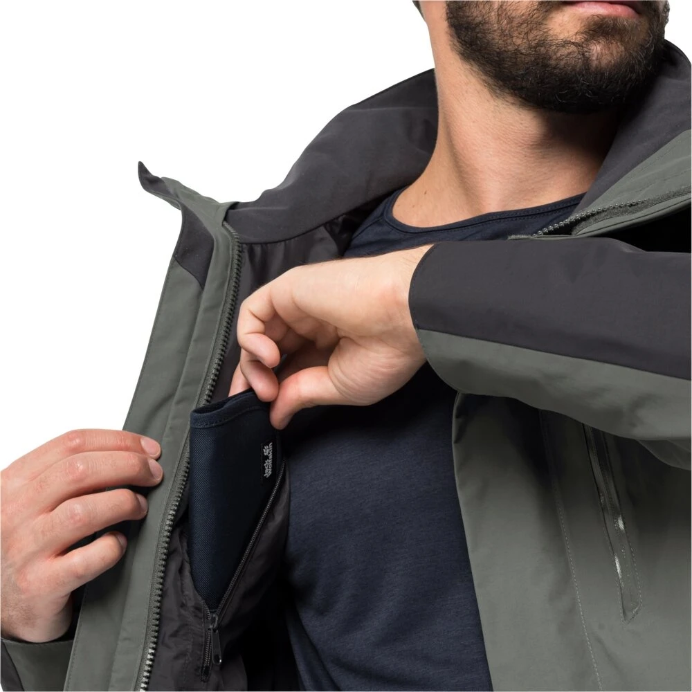 Jack Wolfskin Wanderjacke Jasper Flex 2023 (Wetterschutzjacke, Wasser-/ Winddicht, Atmungsaktiv) Dunkelgrün Herren 7 Jack Wolfskin Wanderjacke Jasper Flex 2023 (Wetterschutzjacke, Wasser-/ Winddicht, Atmungsaktiv) Dunkelgrün Herren – Bild 5