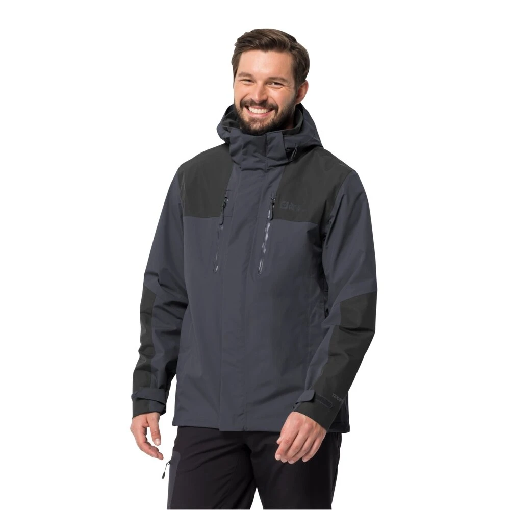 Jack Wolfskin Wanderjacke Jasper Flex 2023 (Wetterschutzjacke, Wasser-/ Winddicht, Atmungsaktiv) Ebonygrau Herren 3 Jack Wolfskin Wanderjacke Jasper Flex 2023 (Wetterschutzjacke, Wasser-/ Winddicht, Atmungsaktiv) Ebonygrau Herren
