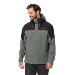 Jack Wolfskin Wanderjacke Kammweg 2L (sehr Atmungsaktiv, Wasserdicht, Winddicht) Dunkelgrün Herren
