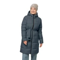 Jack Wolfskin Winter-Daunenmantel Frozen Lake Coat (winddicht, Wasserabweisend) Dunkelblau Damen