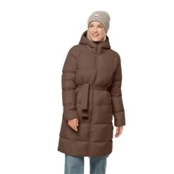 Jack Wolfskin Winter-Daunenmantel Frozen Lake Coat (winddicht, Wasserabweisend) Braun Damen