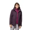 Jack Wolfskin Winterjacke Bergland 3in1 (sehr Warm, Wasser-und Winddicht) Weinrot Damen