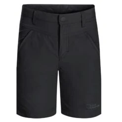 Jack Wolfskin Alltags-Wanderhose Sun Short (atmungsaktiv, Temperaturregulierung) Kurz Schwarz Kinder/Jugendliche