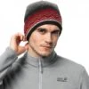 Jack Wolfskin Strickmütze (Beanie) Nordic Shadwo Cap Mit Fleece-Lining Rot/grau Herren